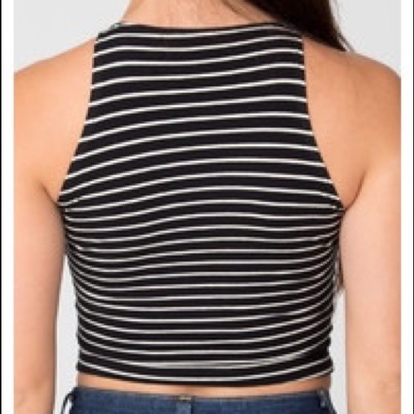AMERICAN APPAREL BLACK AND WHITE CROP TOP - Picture 4 of 5